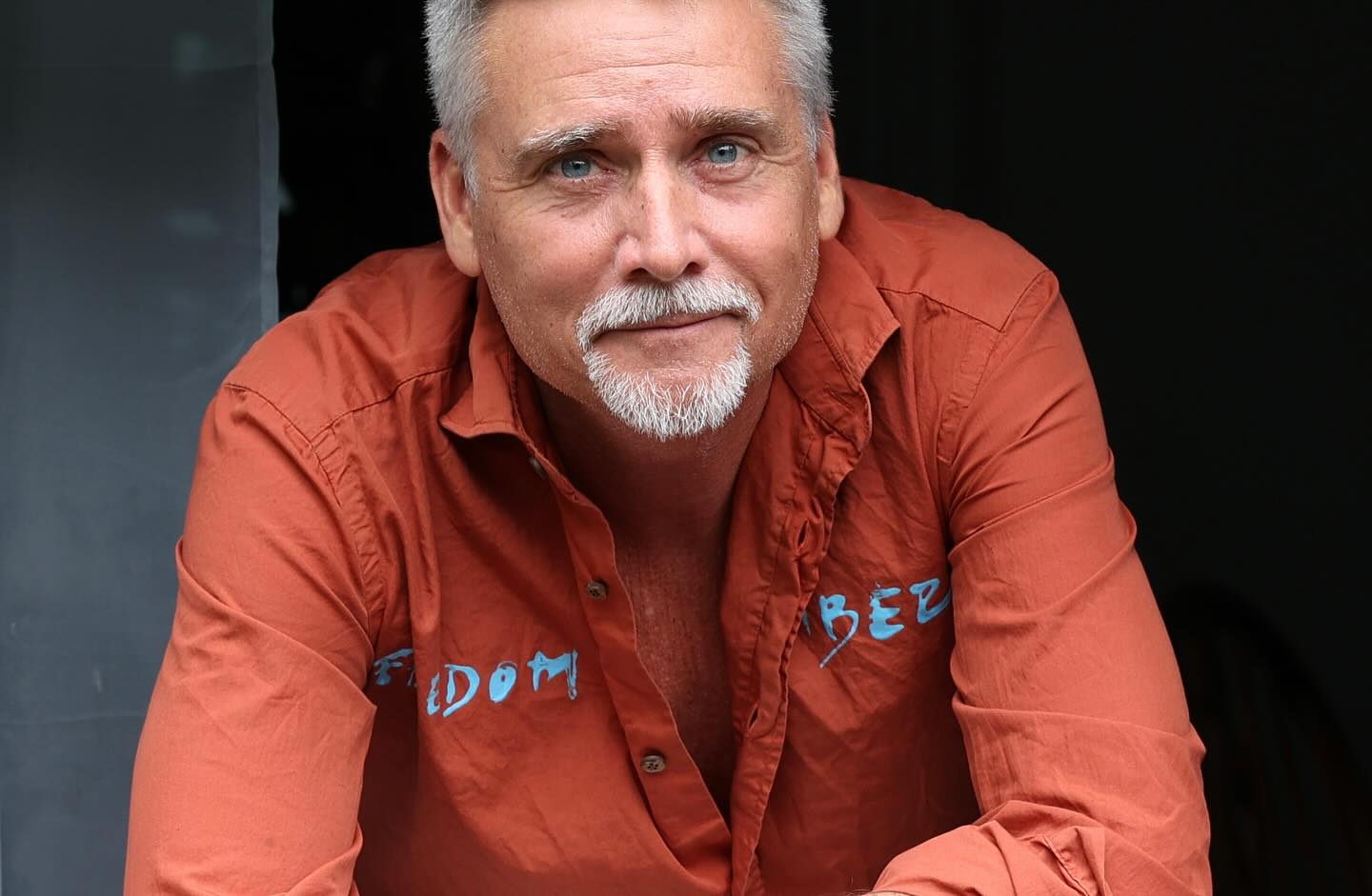 Winemaker Eric Flanagan in a red shirt