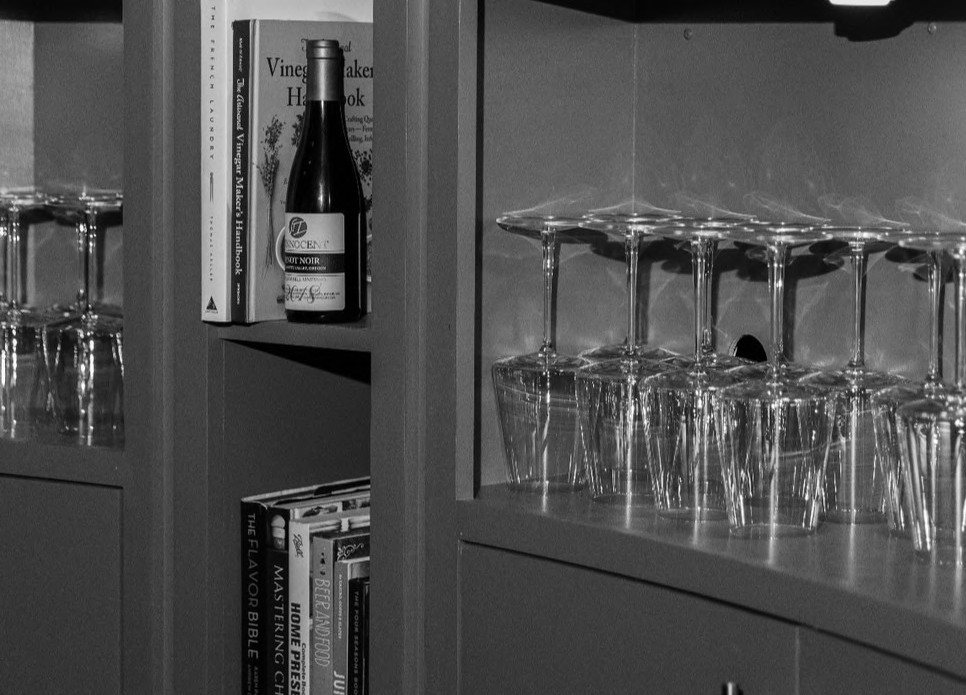 Wine glasses prepared for hospitality